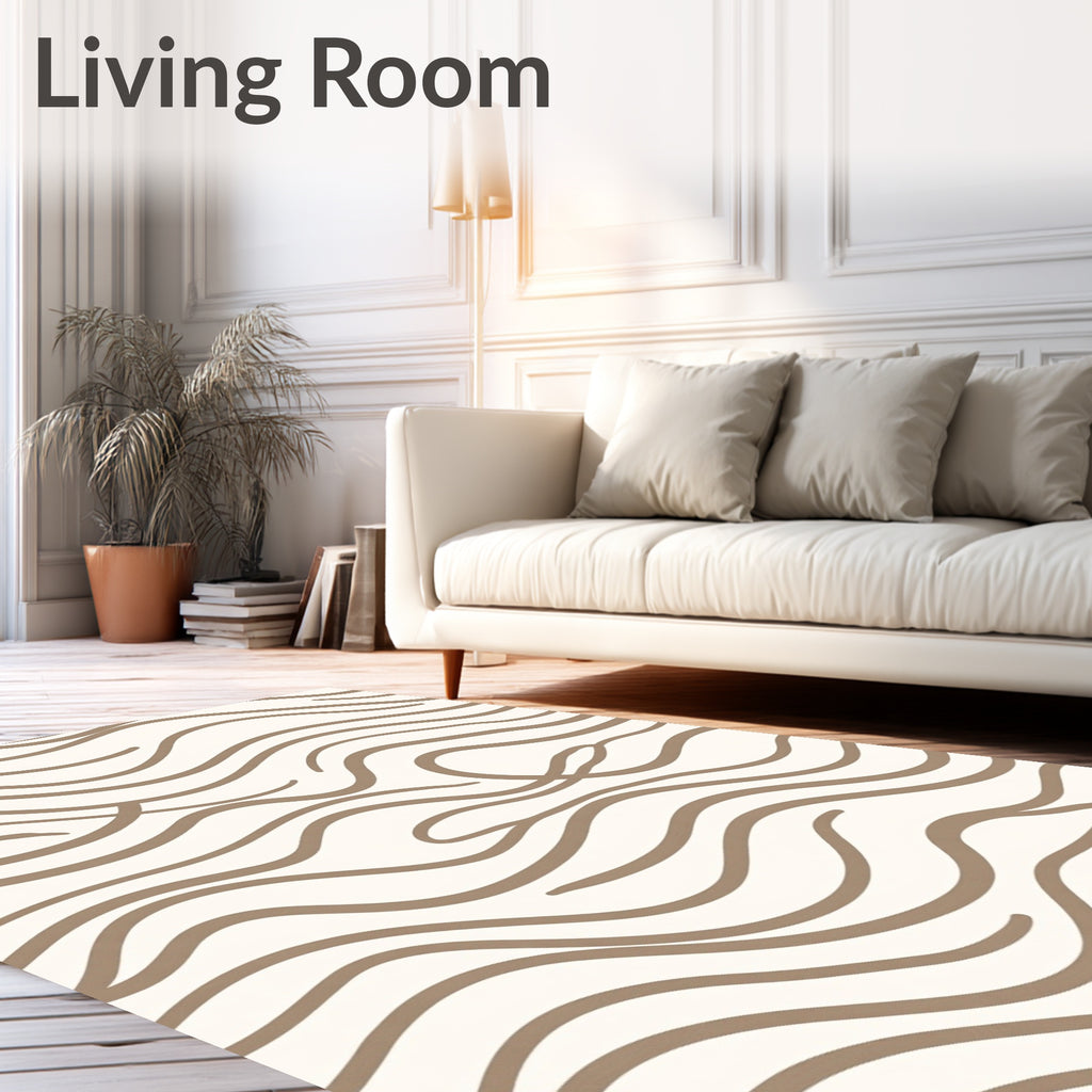 Earthy Cream Wavy Stripe Organic Rug