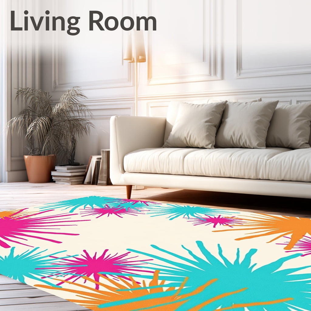 Vibrant Fuchsia Teal Orange Starbursts Rug