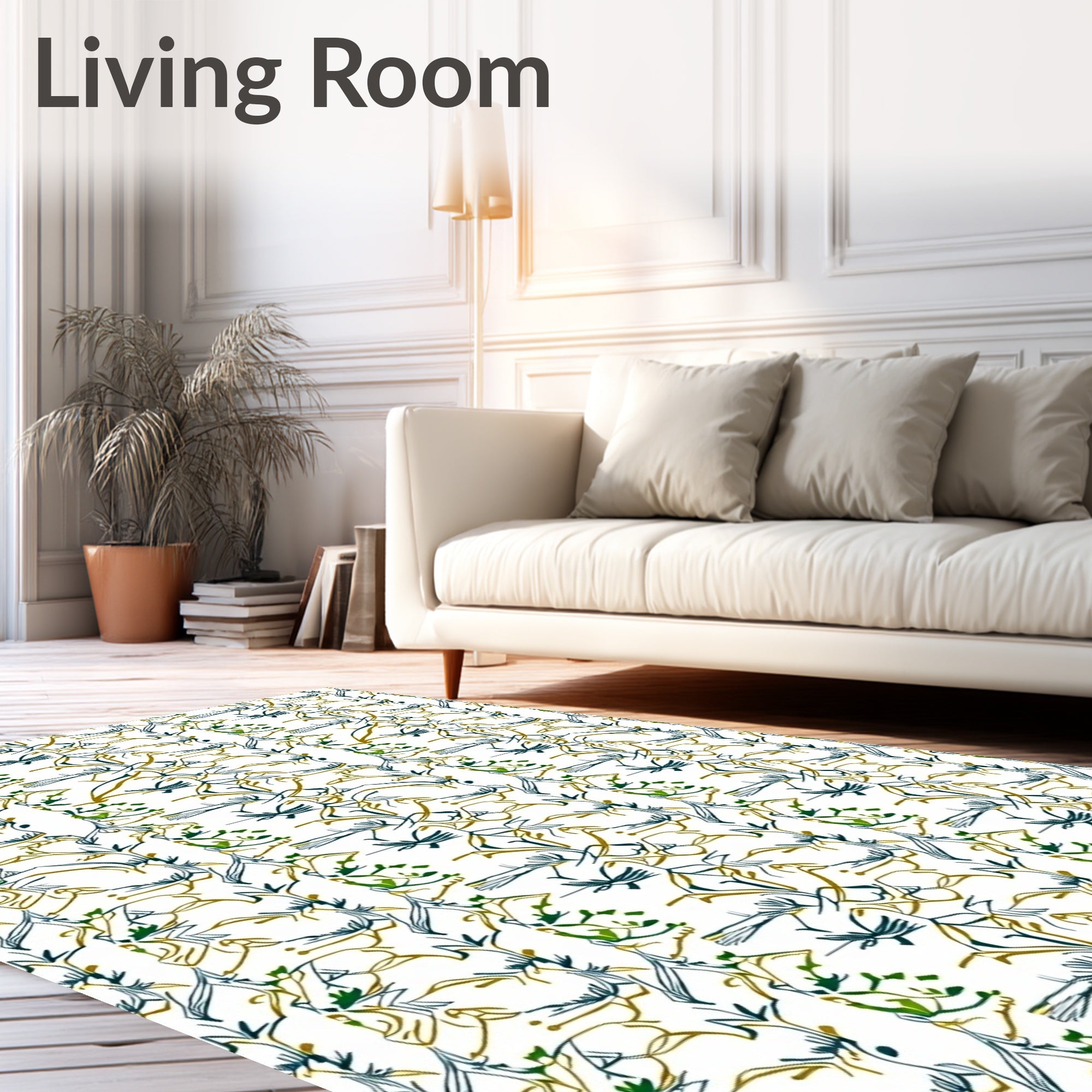 Abstract Vertical Botanical Swirls Multi-color Rug