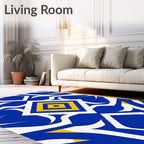 Bold Yellow Blue Geometric Diamond Rug