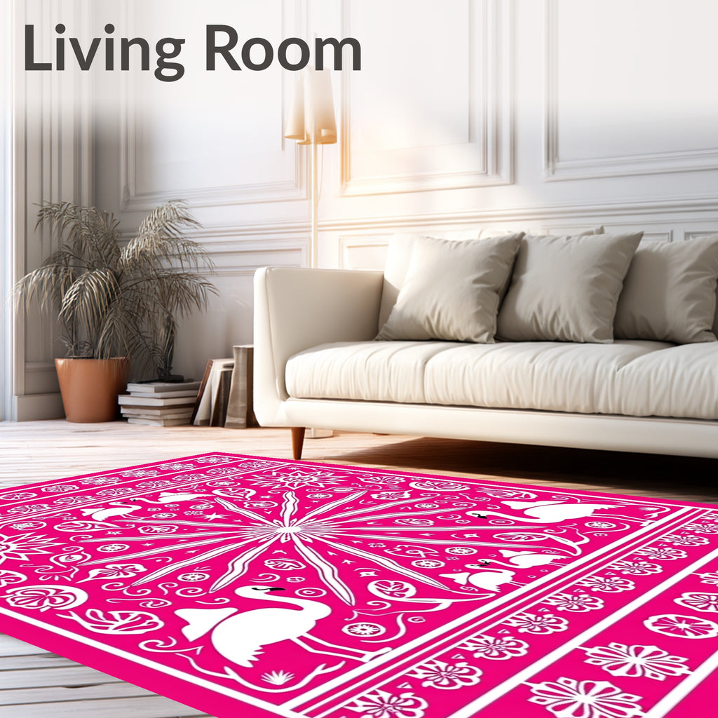 Vibrant Pink Flamingo Floral Radiance Rug