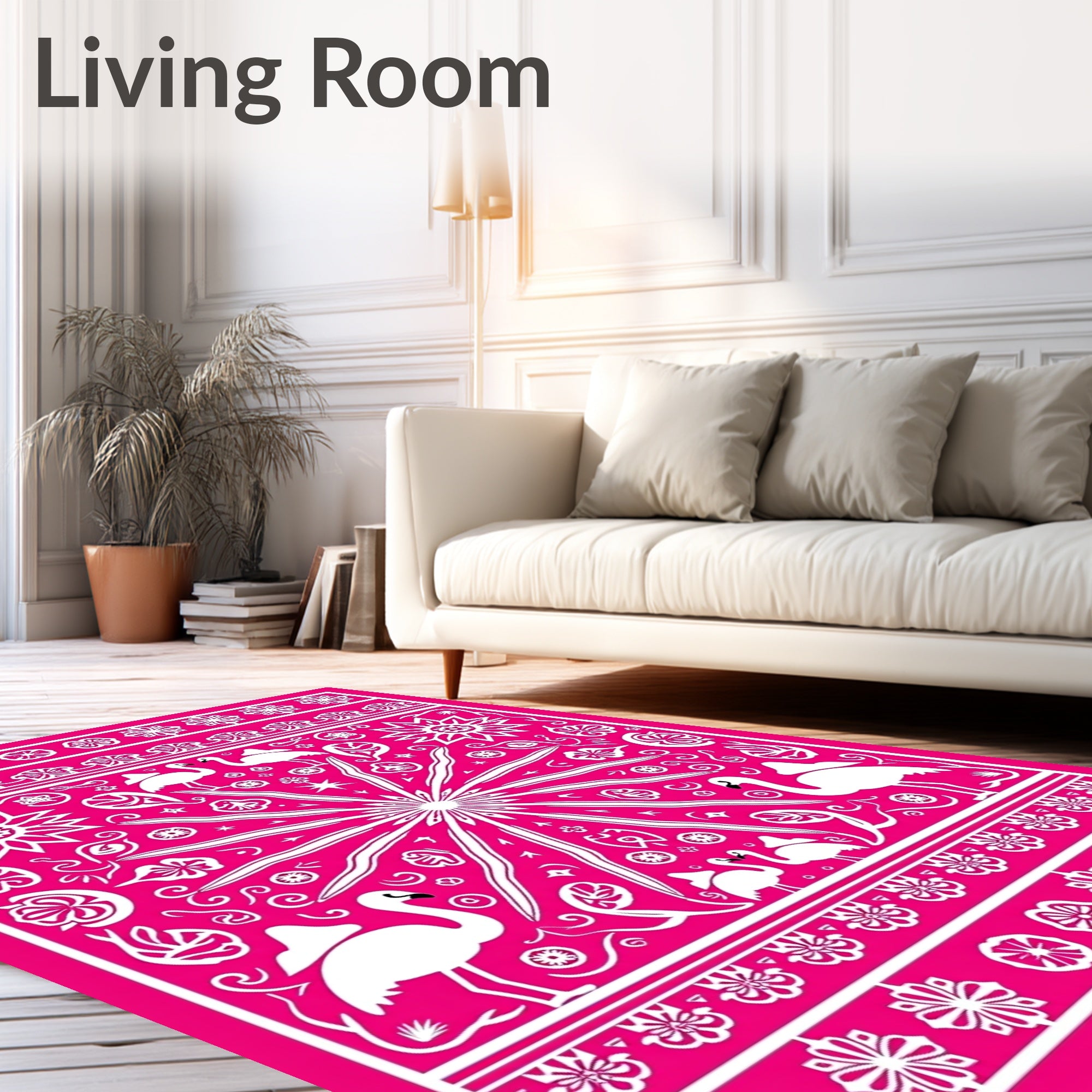Vibrant Pink Flamingo Floral Radiance Rug