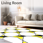 Modern Yellow Black Geometric Starburst Rug