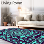 Plum Teal Mandala Floral Medallion Rug