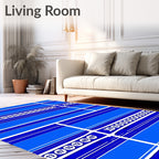 Blue Linear Number Stripe Rug