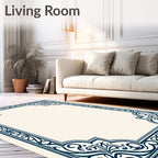 Ornate Navy Blue Vintage Scroll Rug