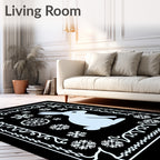 Winter Rabbit Snowflake Border Rug
