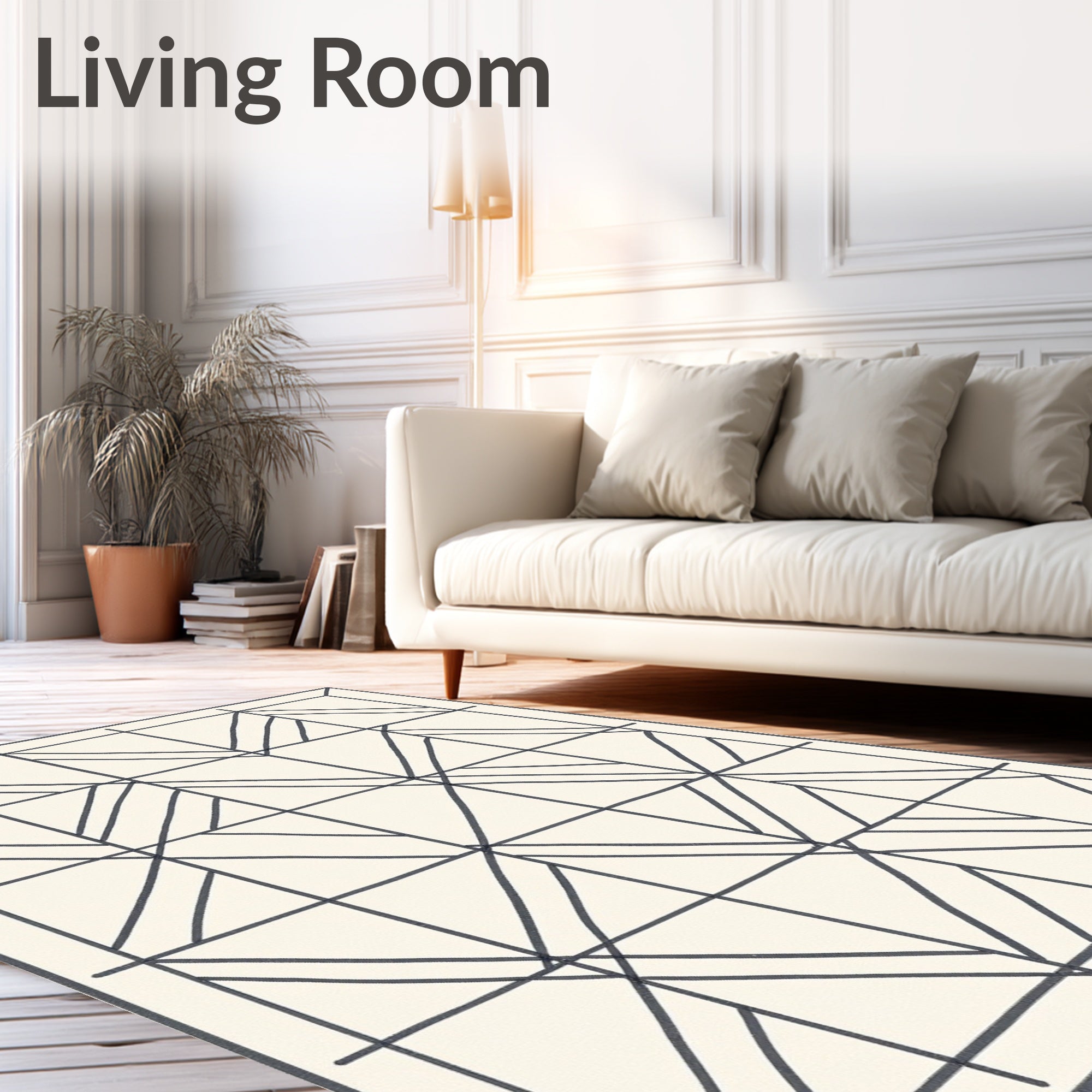 Minimalist Gray Geometric Grid Rug