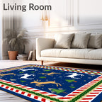 Rustic White and Tan Reindeer Forest Rug