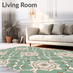 Art Nouveau Mint Cream Floral Scroll Rug