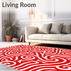 Bold Red Swirling Lines Rug
