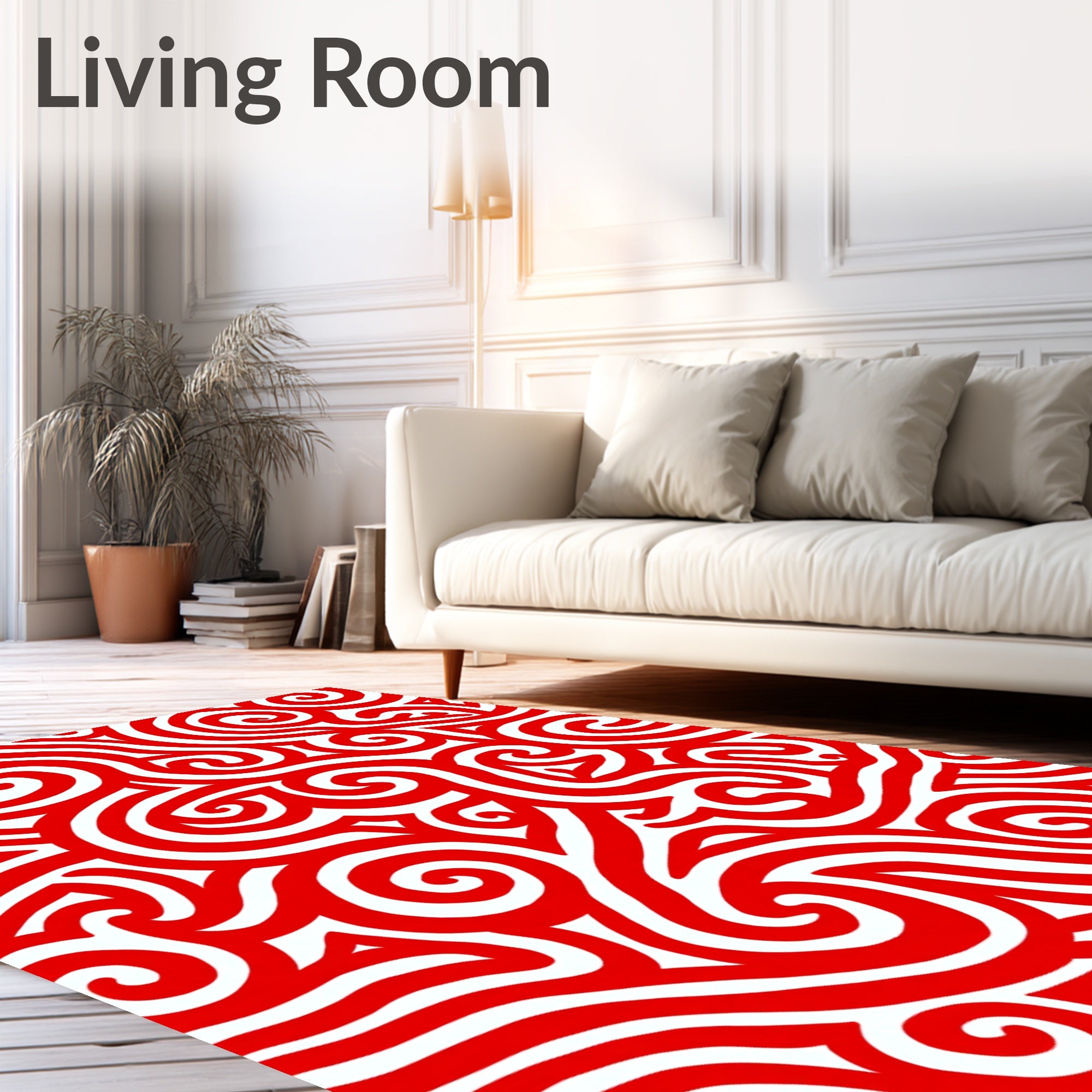 Bold Red Swirling Lines Rug