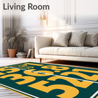 Bold Green Yellow Number Collage Rug