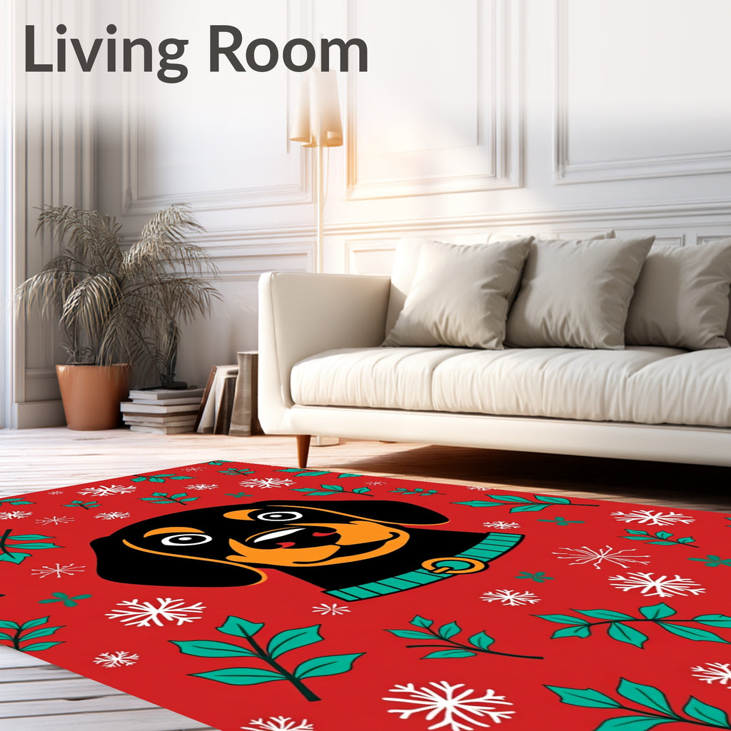 Festive Dachshund Snow Flake Holiday Rug