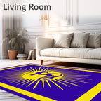 Bold Blue Sunburst Icon Rug