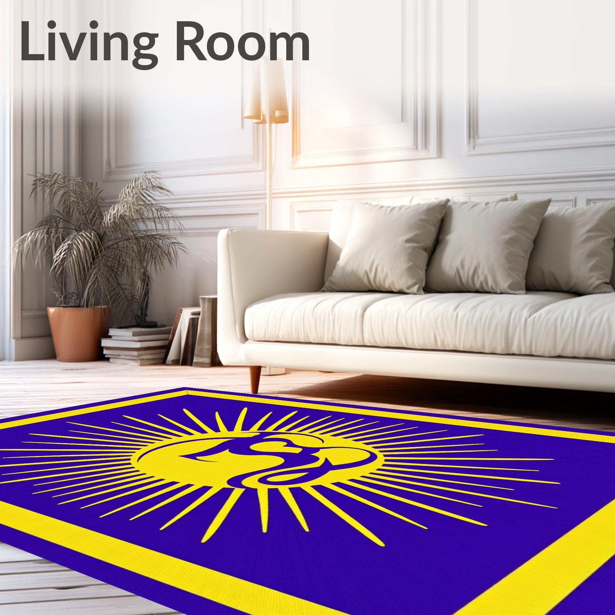Bold Blue Sunburst Icon Rug