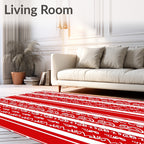 Red White Vertical Stripe Whimsy Rug