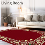 Crimson Holly Floral Border Rug