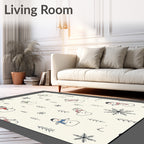 Cream Snowman Winter Folk Art Rug