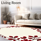 Deep Red Floral Vine Border Rug