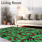 Green Reindeer Red Wreath Collage Rug