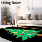 Merry Evergreen Tree Ornaments Rug