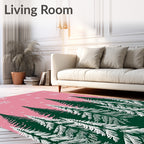 Pink Forest Snowflakes Christmas Trees Rug