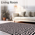 Black Pink Geometric Maze Puzzle Rug
