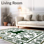 Forest Green Deer With Leafy Border Rug