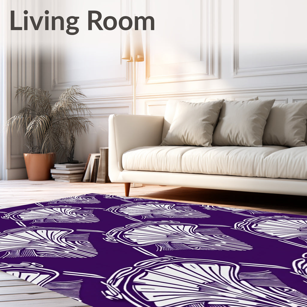 Art Deco Plum Fan Motif Rug