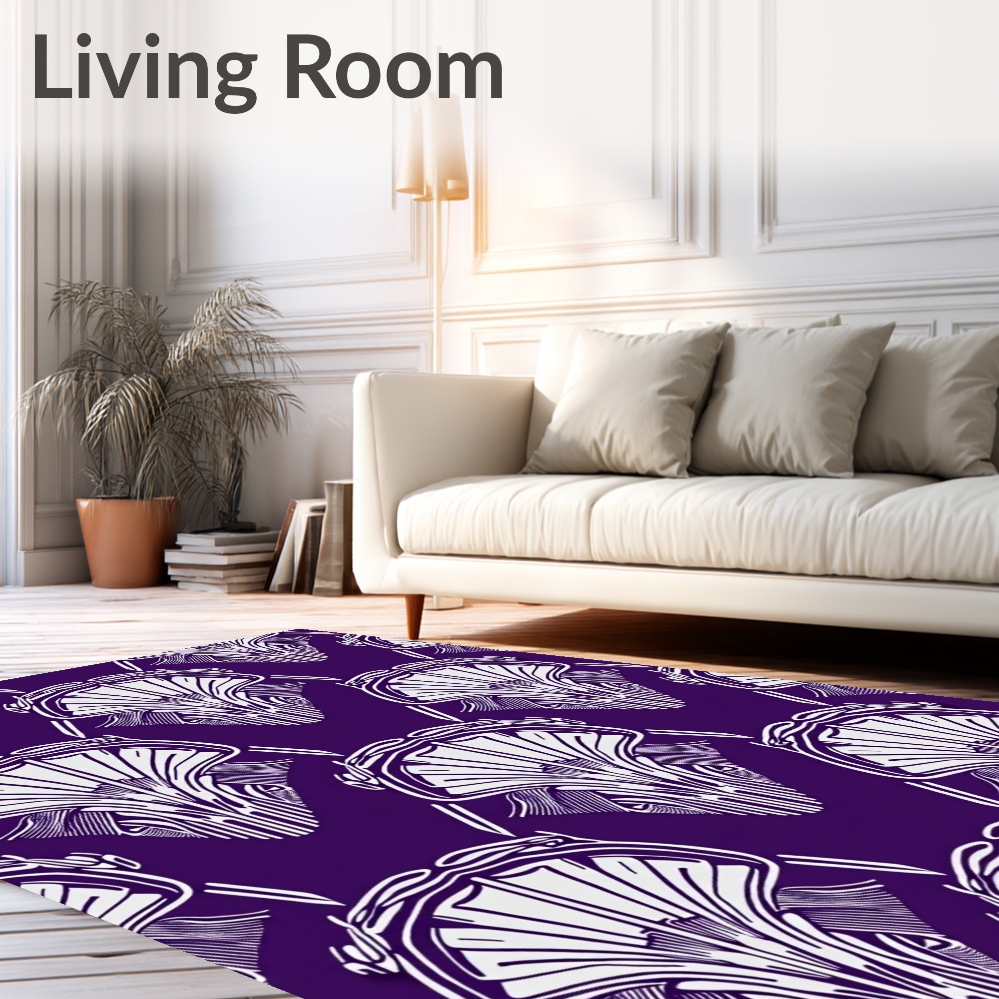 Art Deco Plum Fan Motif Rug