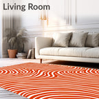 Vibrant Orange Swirl Line Art Rug