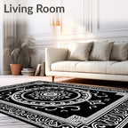 Monochromatic Sunburst Mandala Border Rug