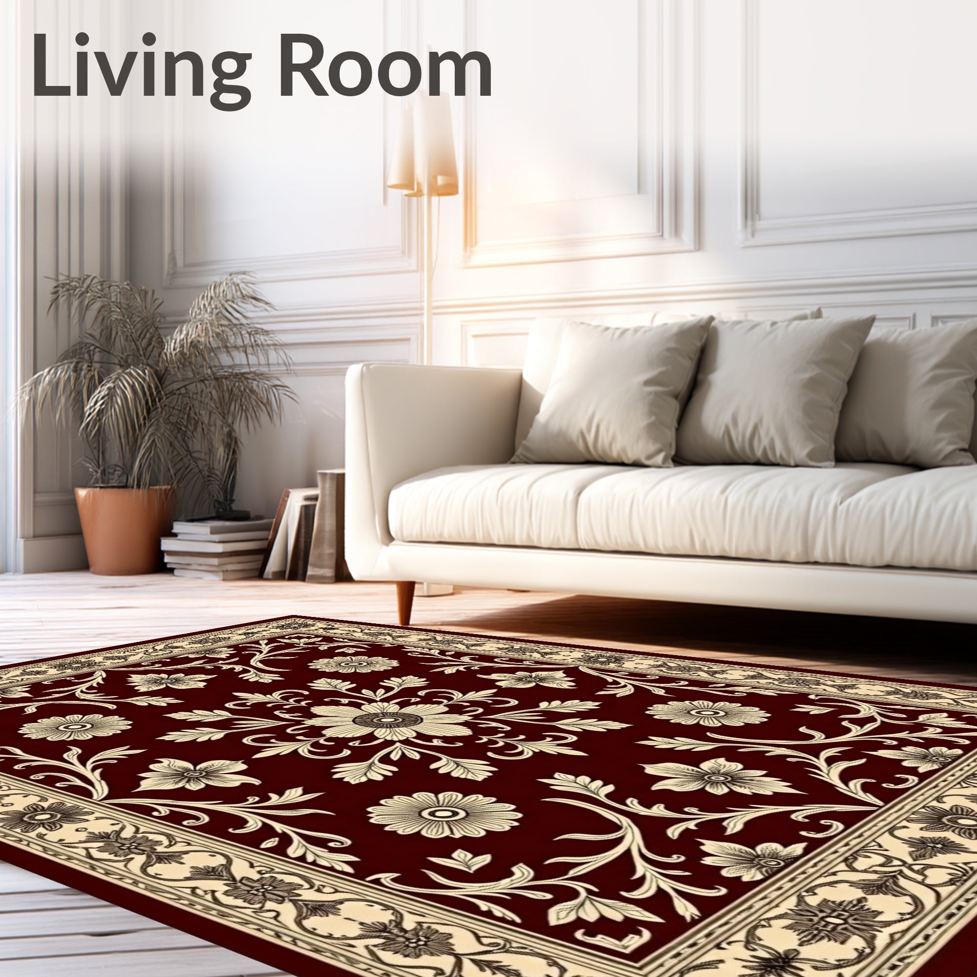 Ornate Floral Scrollwork Area Accent Rug