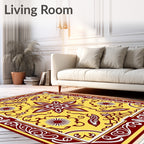 Crimson White Yellow Floral Medallion Rug