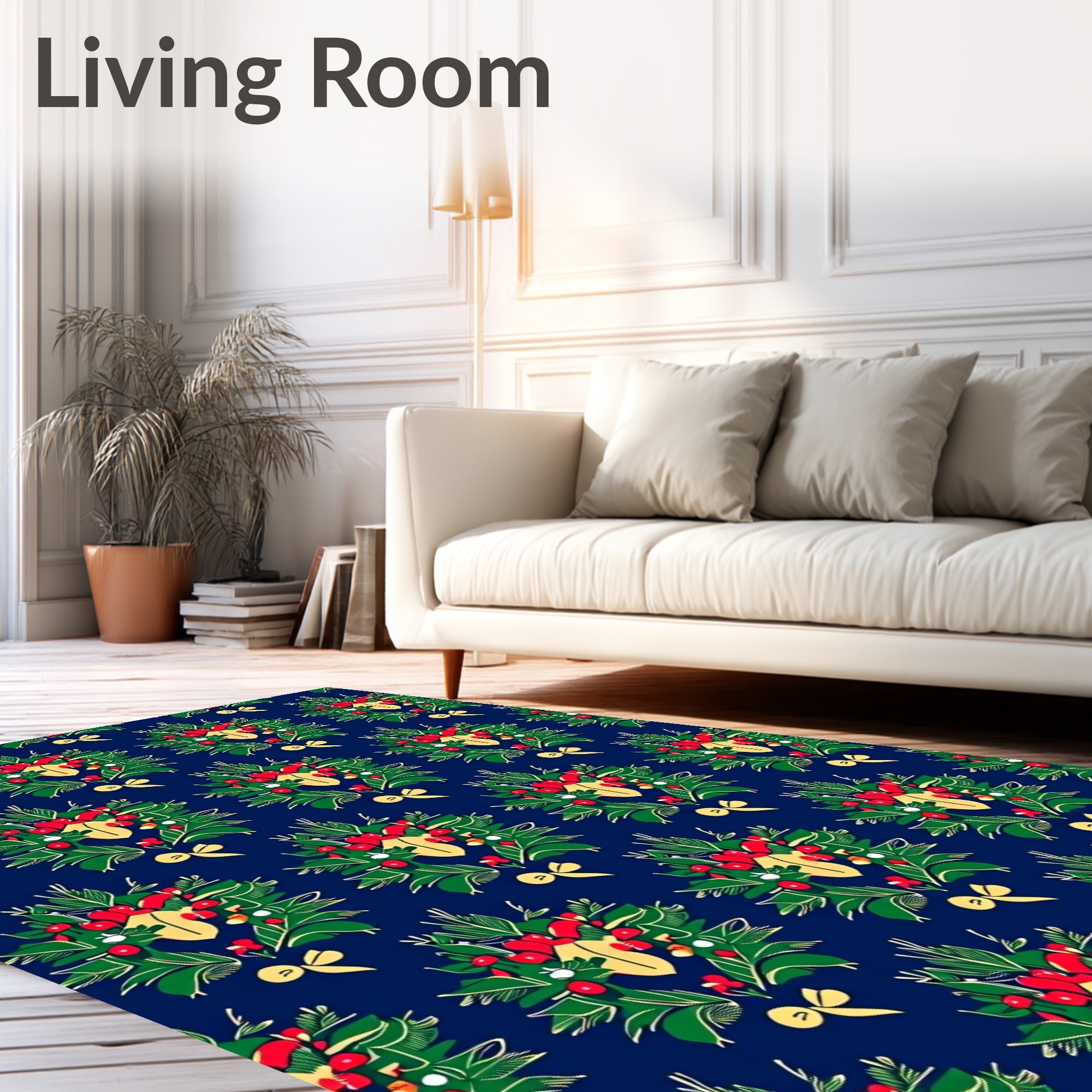 Festive Holly Berry Wreath Swirl Rug