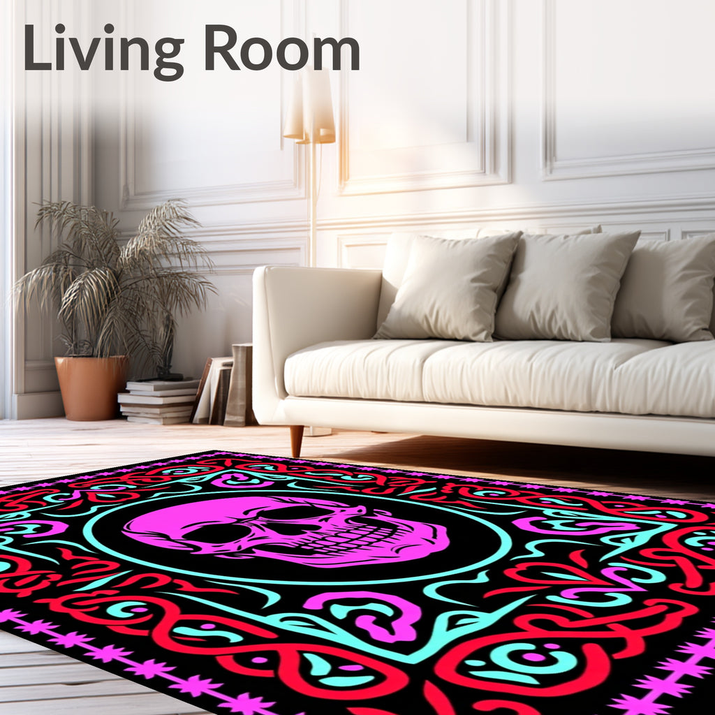 Vibrant Pink Skull Celtic Border Rug