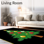 Jolly Evergreen Christmas Tree Ornaments Rug
