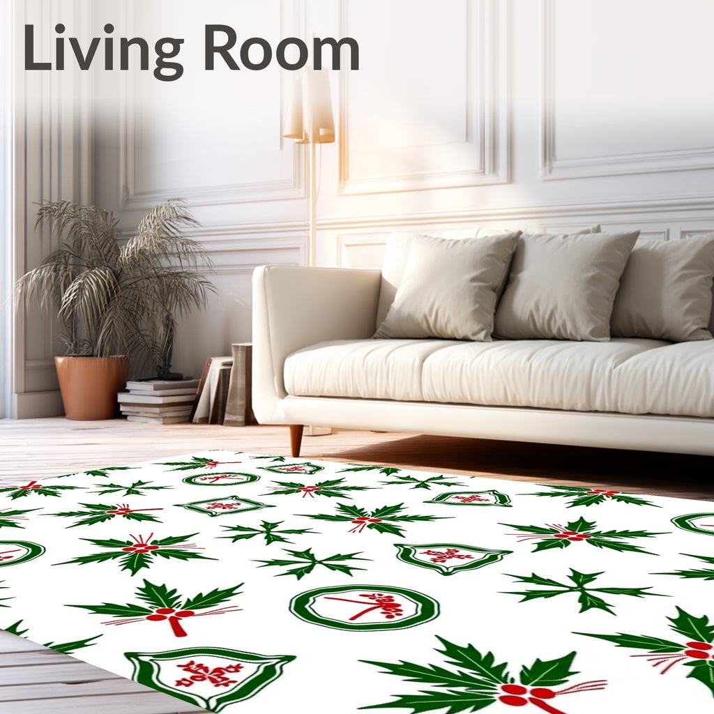 Green Red Holly Festive Cluster Rug