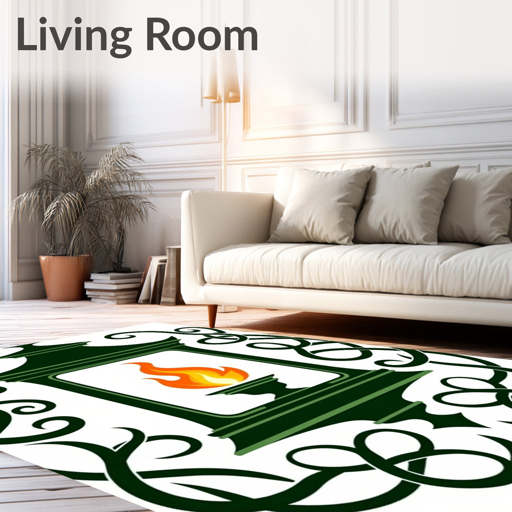 Art Nouveau Green Lantern Flame Rug