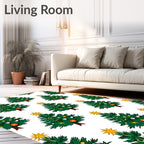 Festive Green Christmas Tree Garland Rug