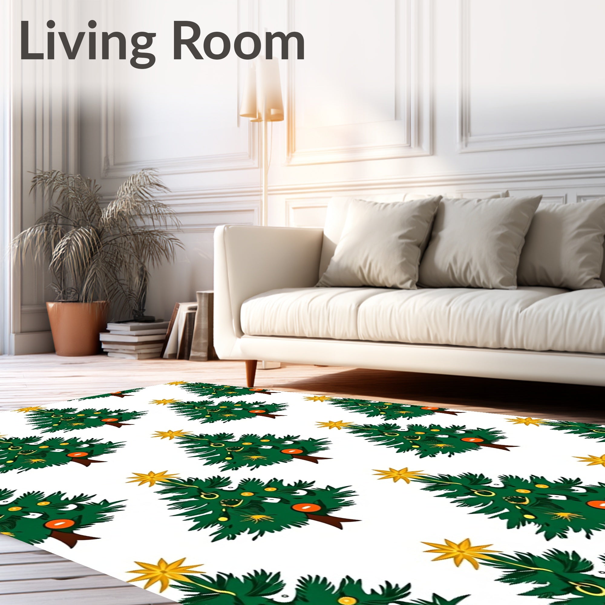 Festive Green Christmas Tree Garland Rug