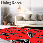 Crimson Gun Starburst Repeating Pattern Rug