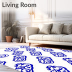 Bold Blue Organic Shape Repeat Rug