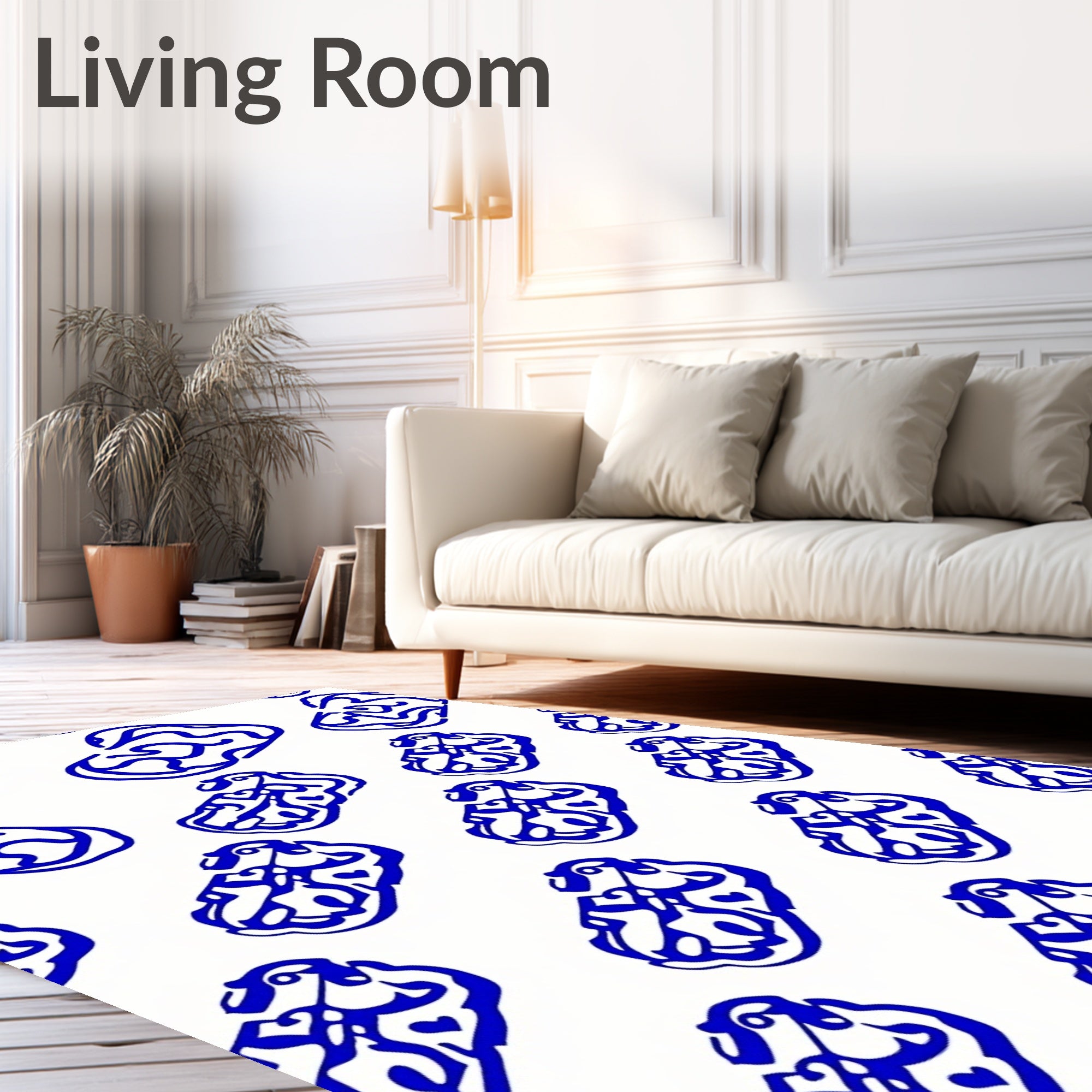 Bold Blue Organic Shape Repeat Rug