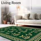 Emerald Green Gold Festive Bells Rug