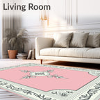 Elegant Pink Floral Border Medallion Rug