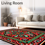 Vibrant Red Tribal Medallion Rug
