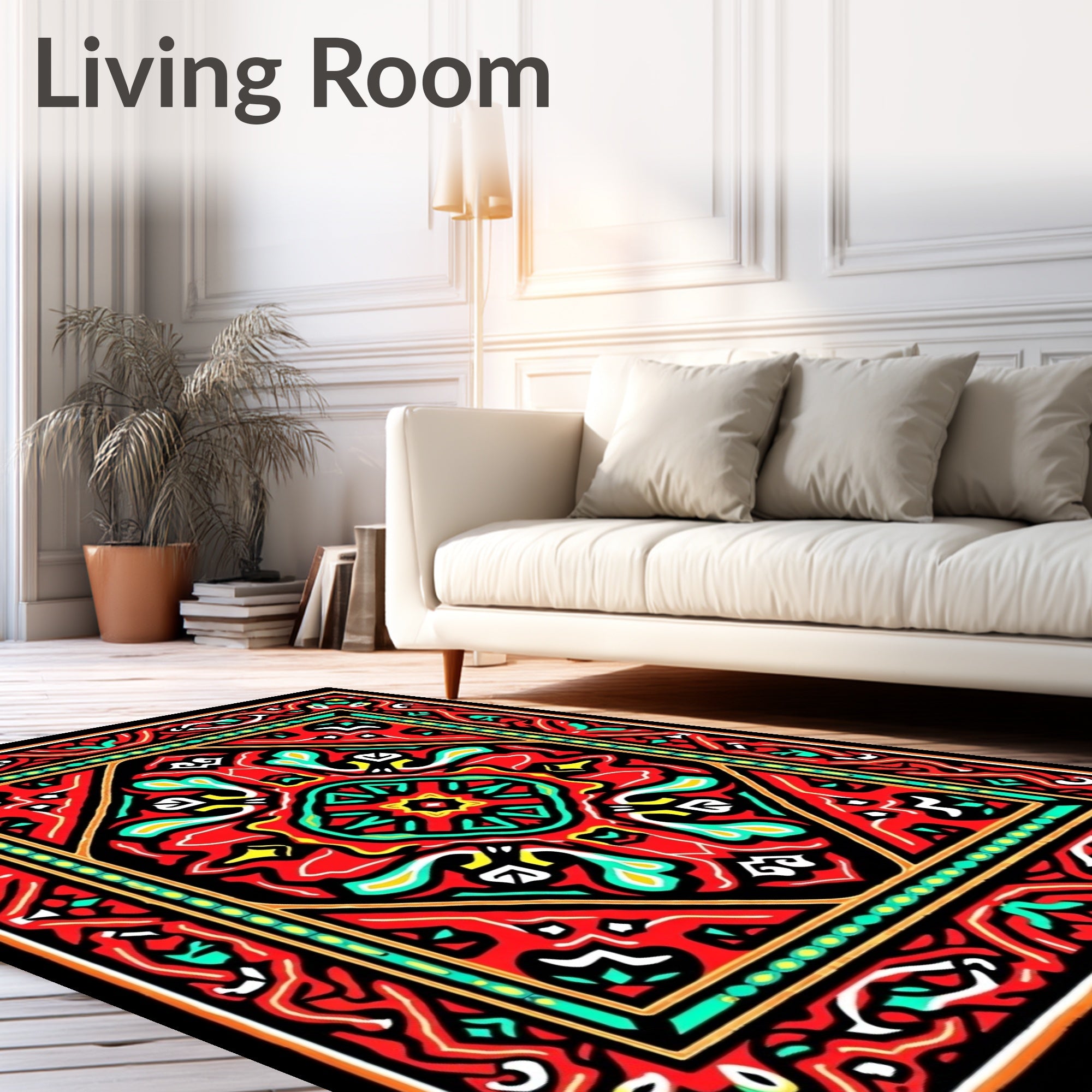 Vibrant Red Tribal Medallion Rug