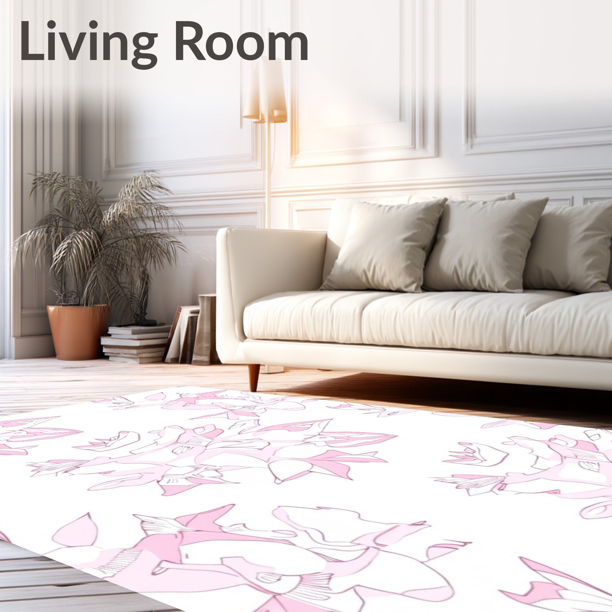 Soft Pink Abstract Floral Arrangement Rug